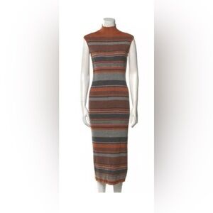 House of Harlow 1960 Striped Midi Dress - Gray and Orange